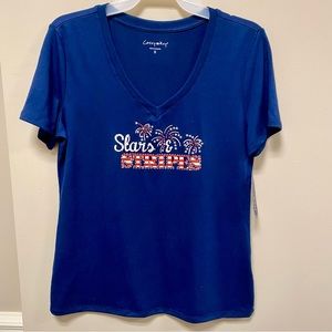 Casey Key Stars & Stripes T Shirt Blue NWT Sz S